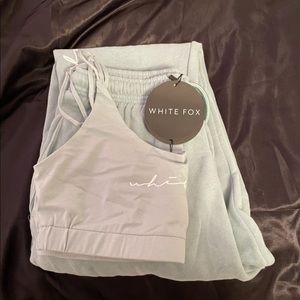 White Fox Sweatpants & Sports Bra Set